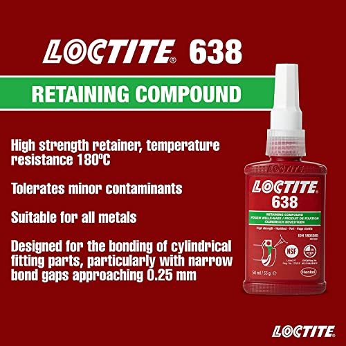 Loctite 638 High Strength Retaining Compound Adhesive Retainer Glue 10ml or 50ml Bottle